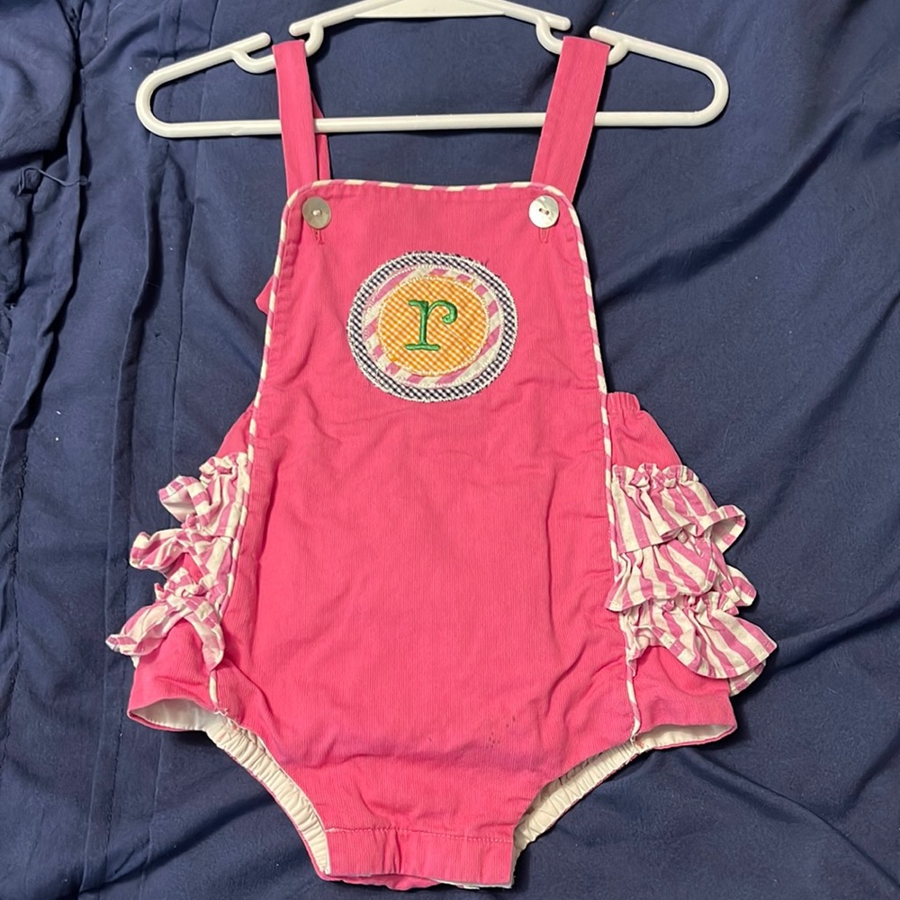 Hannah Kate Girls R Embroidered Bubble Adjustable 6M